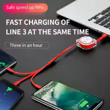 3-in-1 Retractable Data USB Cable Fast Charging For iPhone Type-C Micro USB For Android Xiaomi Huawei Samsung USB Charger Wire