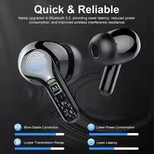 New Wireless Earbuds HiFi Stereo Headphones BT5.3 with ENC Noise Cancelling 48H LED Display Ear Buds IP7 Waterproof Earphones