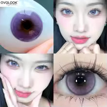 OVOLOOK-2pcs/pair Beauty Purple Contact Lenses for Eyes Myopia Colored Contact Lenses Natural Blue Lens Fashion Cosplay Pupils