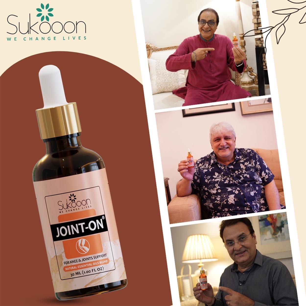 Sukoon Joint On Essential Oil Blend For Pain in Joints, Back Pain, Arthritis Pain, Knee Pain, Tennis Elbow, Strains and Sprains - 30ml