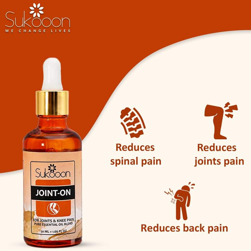 Sukoon Joint On Essential Oil Blend For Pain in Joints, Back Pain, Arthritis Pain, Knee Pain, Tennis Elbow, Strains and Sprains - 30ml
