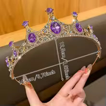 1 purple rhinestone alloy crown, sweet and fashionable, suitable for birthdays and performances as a hair accessory