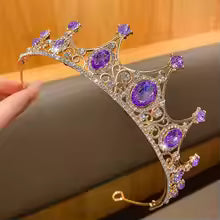 1 purple rhinestone alloy crown, sweet and fashionable, suitable for birthdays and performances as a hair accessory