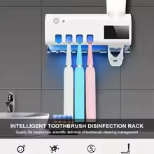 1PC bracket type automatic toothbrush and toothpaste dispenser set, dust-proof wall mounted toothpaste dispenser for bathroom