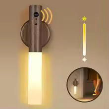 Rechargeable Wall Sconces Magnetic Wall LightsNight Light Motion Sensor Night Lights Wooden Wall Lighting for Bedroom Stair